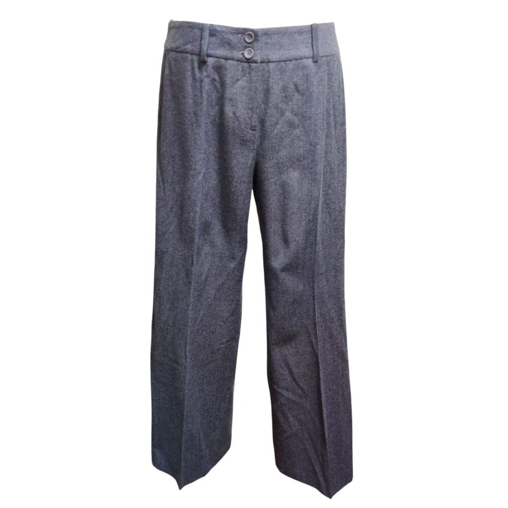Ann Taylor Factory 10P Purple Black Wool Blend Trousers Petite Wide Leg Pants